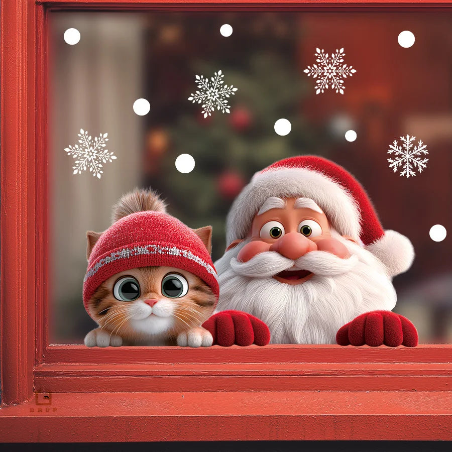 Santa Claus Static Cling Window Sticker – Reusable Xmas Decor Window Cling Decoration Richie's