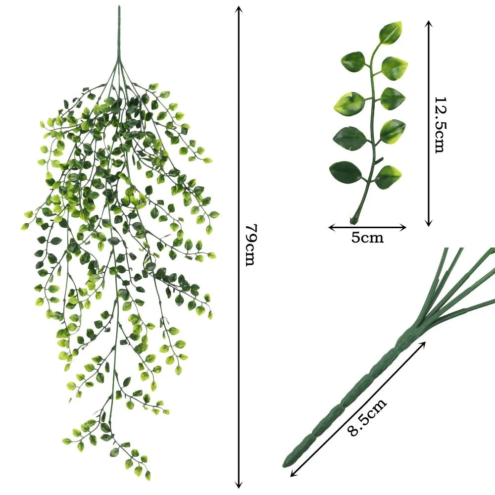 80cm Artificial Hanging Vine 5-Head Plastic Leaf Plant Decor Artificial Hanging Vine Richie's Style-8