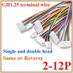 10Pcs JST GH 1.25mm Male Plug Connector 2P 3P 4P 6-Pin 28AWG Wire Connector Set Richie's 12P Same 300mm