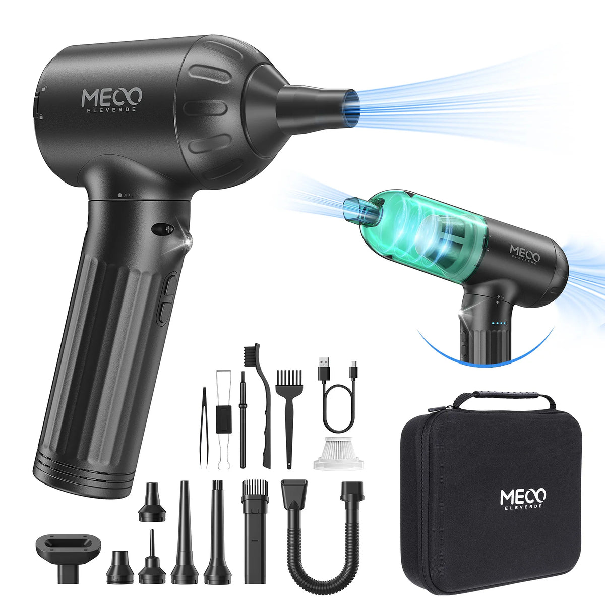 MECO ELEVERDE 4-in-1 Electric Air Duster & Vacuum ME-VC2 Electric Air Duster Richie's Black Green