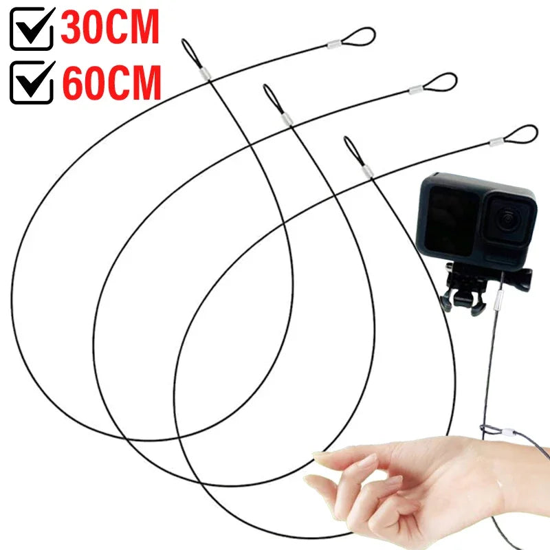 60CM Stainless Steel Camera Safety Lanyard for GoPro DJI Insta360 Camera Safety Lanyard Richie's