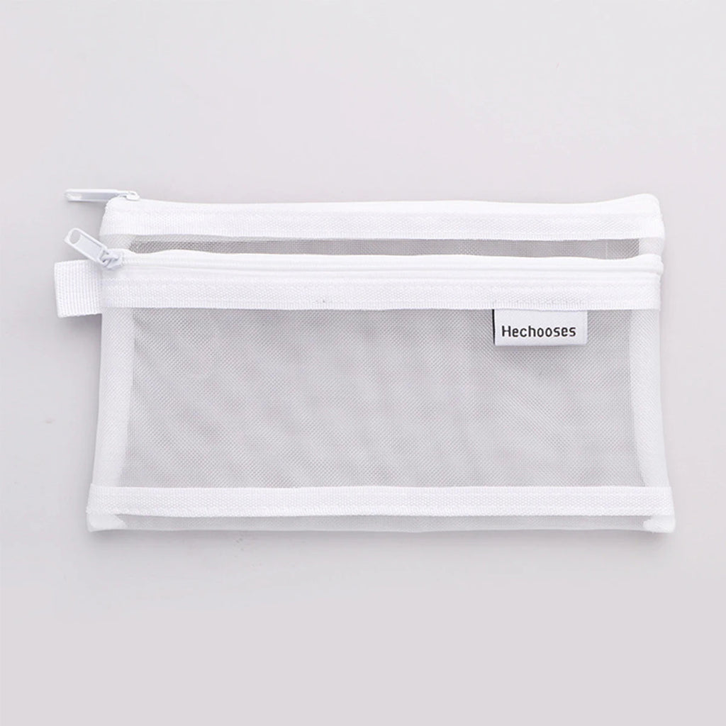 Transparent Pencil Case Double-Layer Mesh Bag | Multi-Use Pencil Case Richie's WHITE