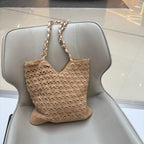 Retro Hollow Knit Tote Bag – Large Shoulder Handbag for Women Knitted Tote Bag Richie's Brown