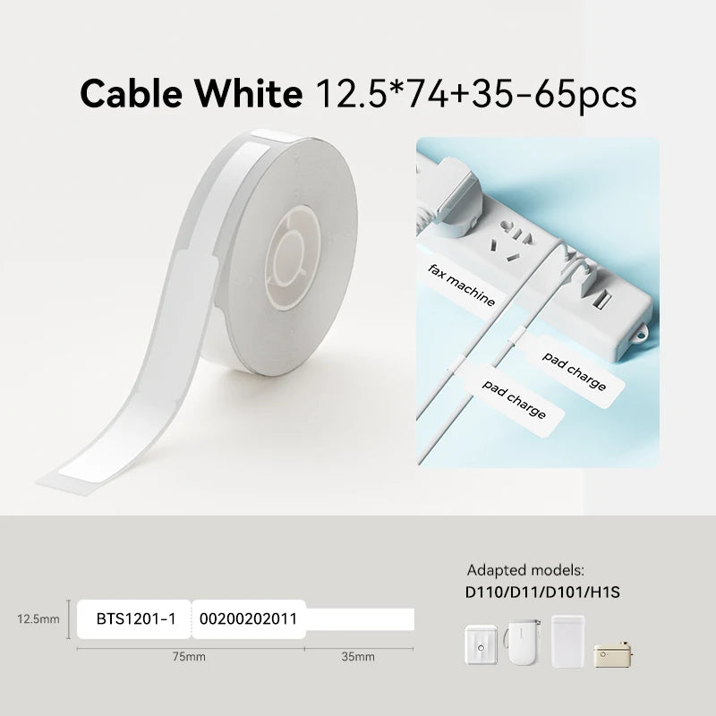 Niimbot Thermal Labels for D11 D110 – Waterproof UV Stickers Thermal Label Stickers Richie's White Cable