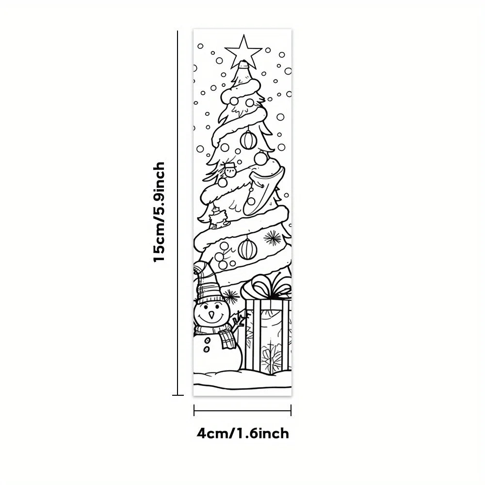 32pcs Christmas Cartoon Bookmarks Minimalist Line Art DIY Set Christmas Bookmarks Richie's