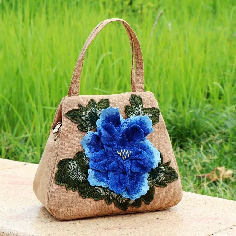 Ethnic Embroidered Floral Canvas Tote Handbag for Women Canvas Tote Handbag Richie's style6