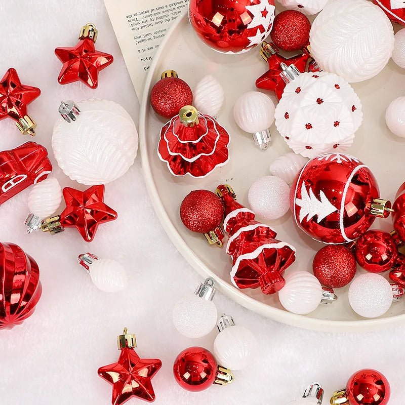 42-Piece Christmas Ball Ornaments Set – Red & White Christmas Ornament Set Richie's