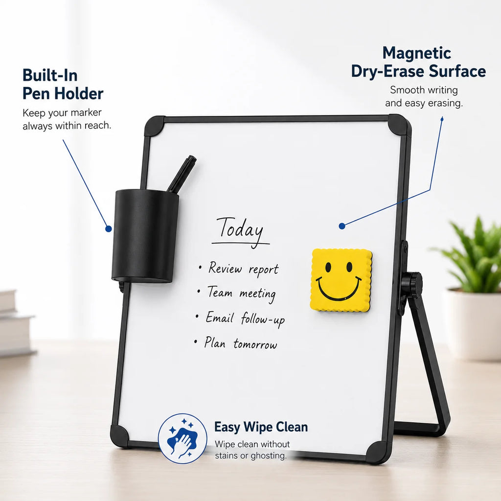 Portable Magnetic Desktop Mini Whiteboard with Pen Holder Desktop Whiteboard Richie's