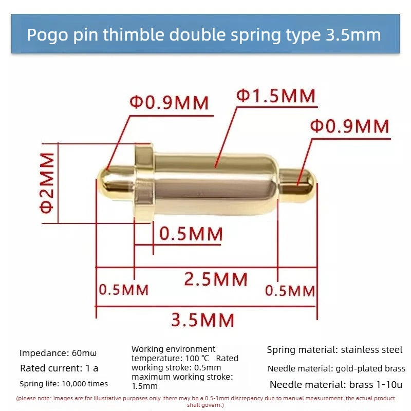 DIP SMD Double Spring PCB Pogo Pin Connectors 20/50/100 Pcs PCB Pogo Pin Connector Richie's
