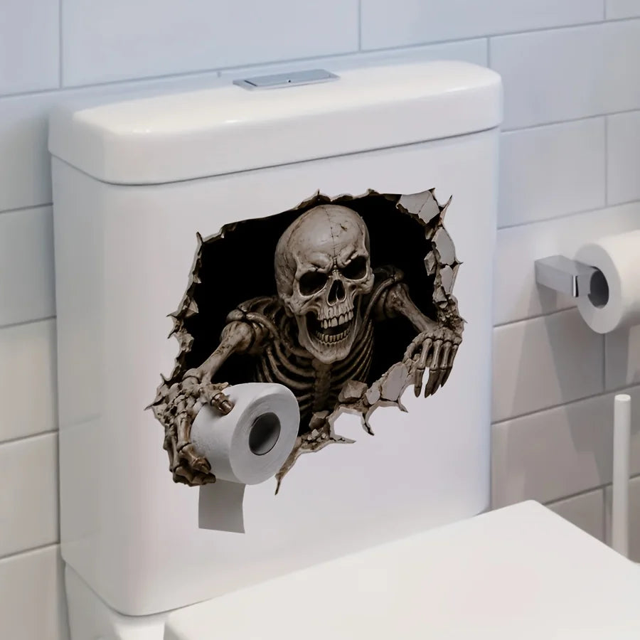 Skeleton Toilet Paper Wall Decal – Spooky Skull Bathroom Sticker Bathroom Wall Decal Richie's