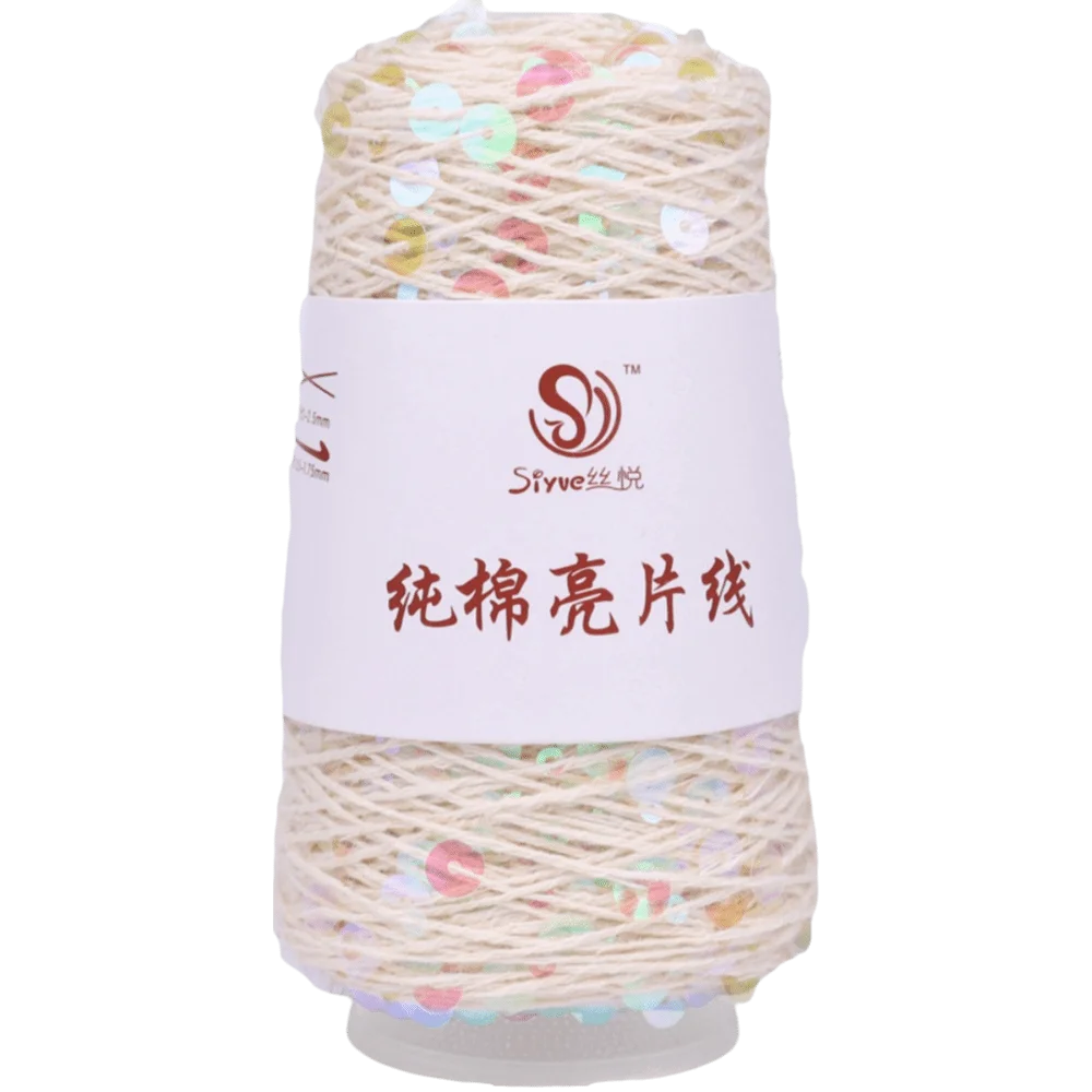 Sequin Bead Hand Knitting Yarn – Sparkle DIY Craft Thread Knitting Yarn Richie's Beige