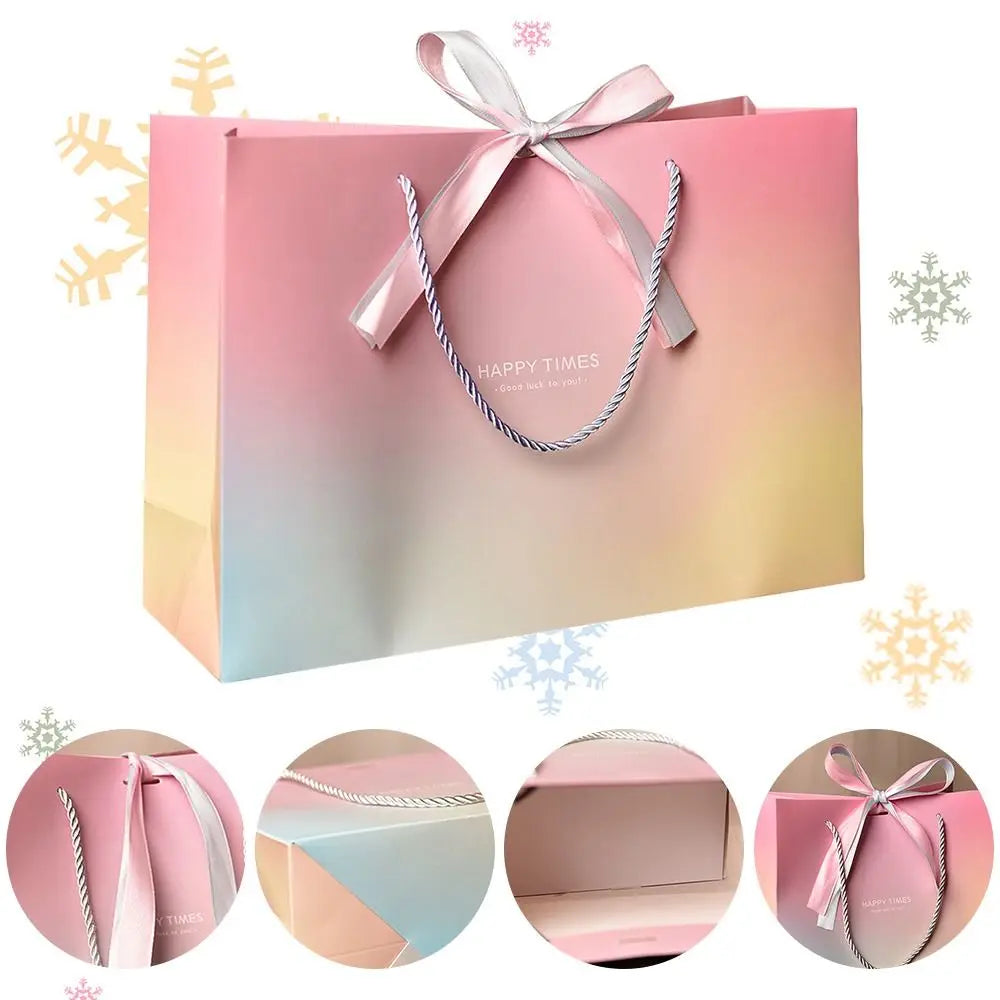 Pink Paper Gift Bags with Handles & Bow Ribbon | Party Favor Paper Gift Bags Richie's