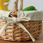 Handmade Wicker Basket with Handle – Woven Rattan Storage Wicker Storage Basket Richie's