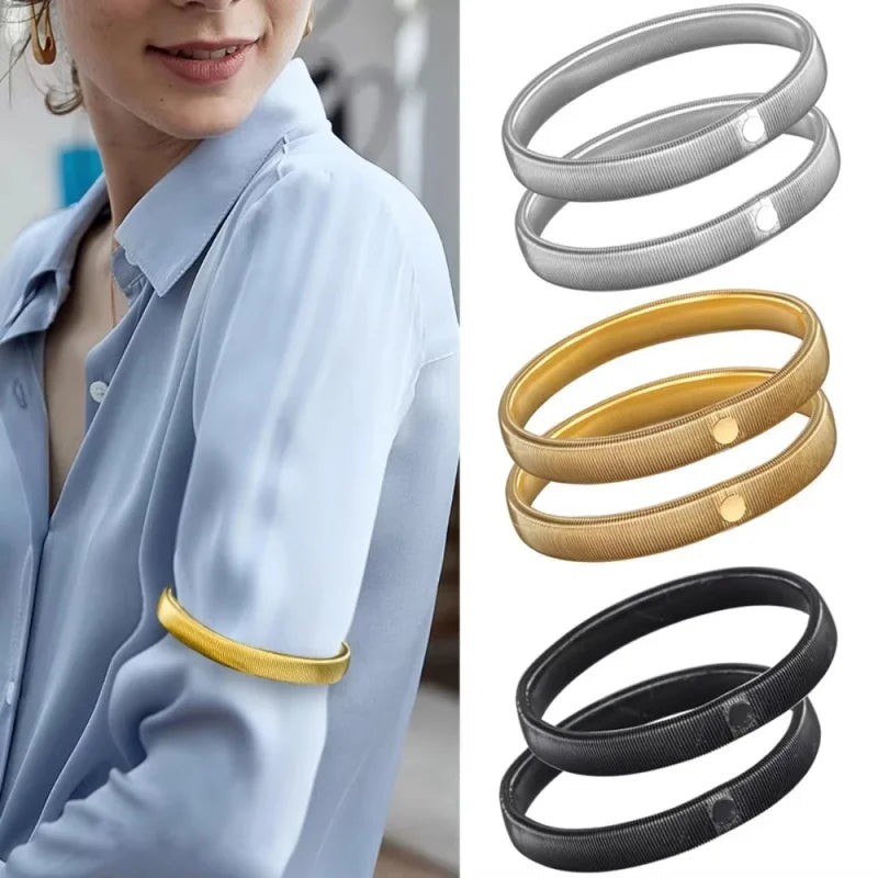 Elastic Shirt Sleeve Holders Metal Armbands – 1 or 2 Pack Sleeve Holder Armband Richie's