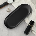 Stainless Steel Oval Storage Tray – Jewelry & Vanity Organizer Metal Storage Tray Richie's S Black