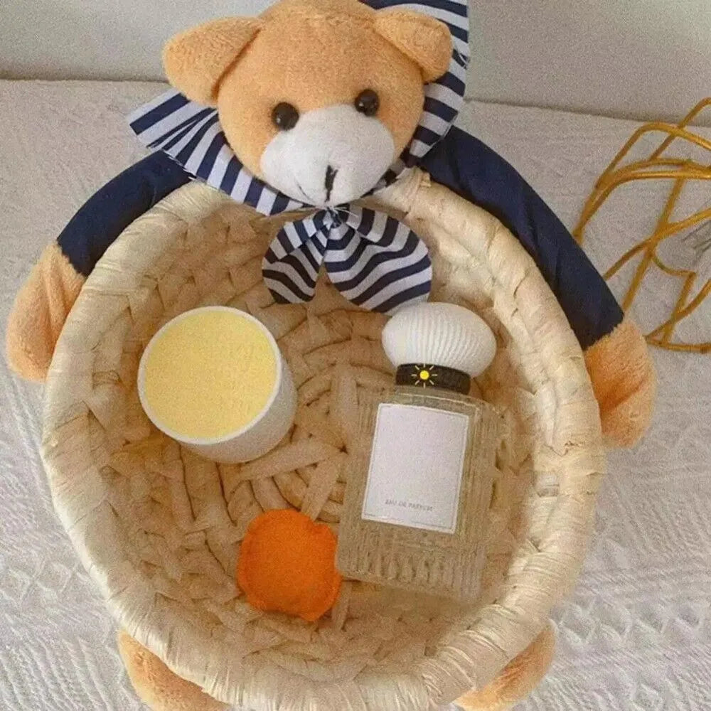 Handwoven Easter Basket Bunny & Bear | 3 Sizes Straw Storage Easter Woven Basket Richie's
