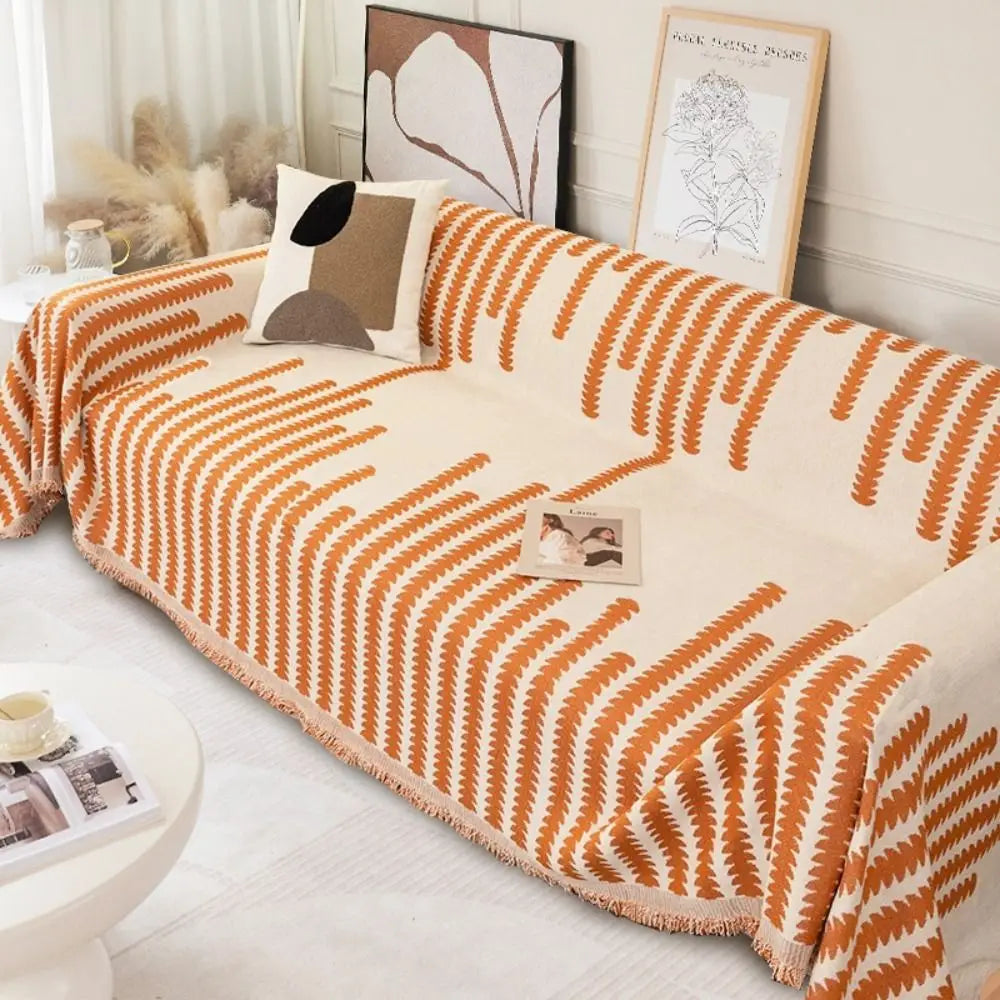 Reversible Chenille Sofa Cover – Non-Slip Scratch Proof Couch Shawl Sofa Cover Throw Richie's Orange