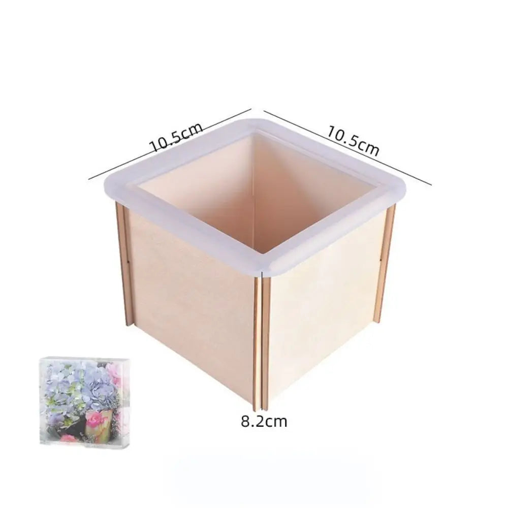 3D Rectangle Silicone Resin Mold with Wooden Support – DIY Cube Silicone Resin Mold Richie's