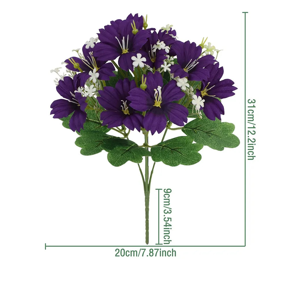 UV Resistant Artificial Trumpet Flower Bouquet | Home Decor Artificial Flower Bouquet Richie's Dark purple