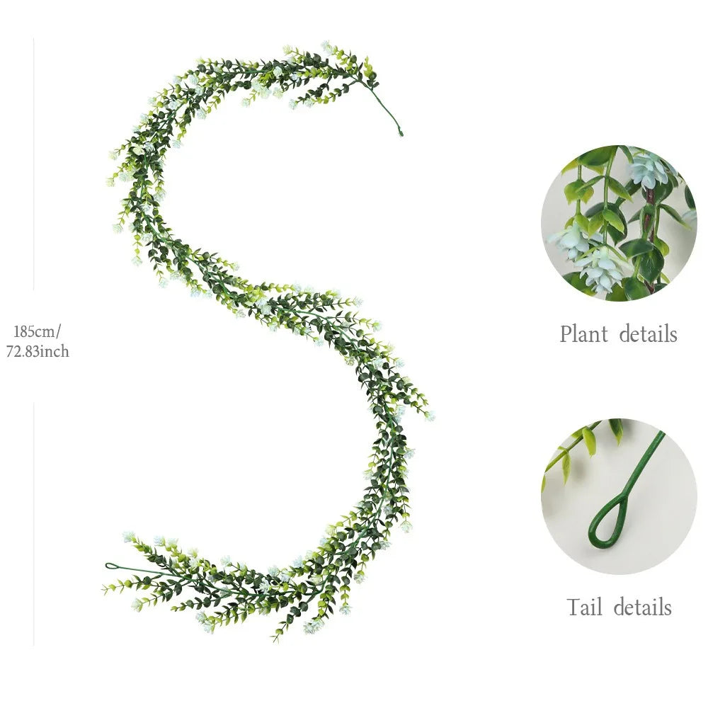 132-Flower Artificial Eucalyptus Vine – Faux Floral Wall Decor Artificial Floral Vine Richie's Blue