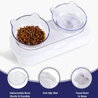 Tilted Elevated Cat Double Bowl – 15° Ergonomic Non-Slip Set Elevated Cat Bowl Richie's