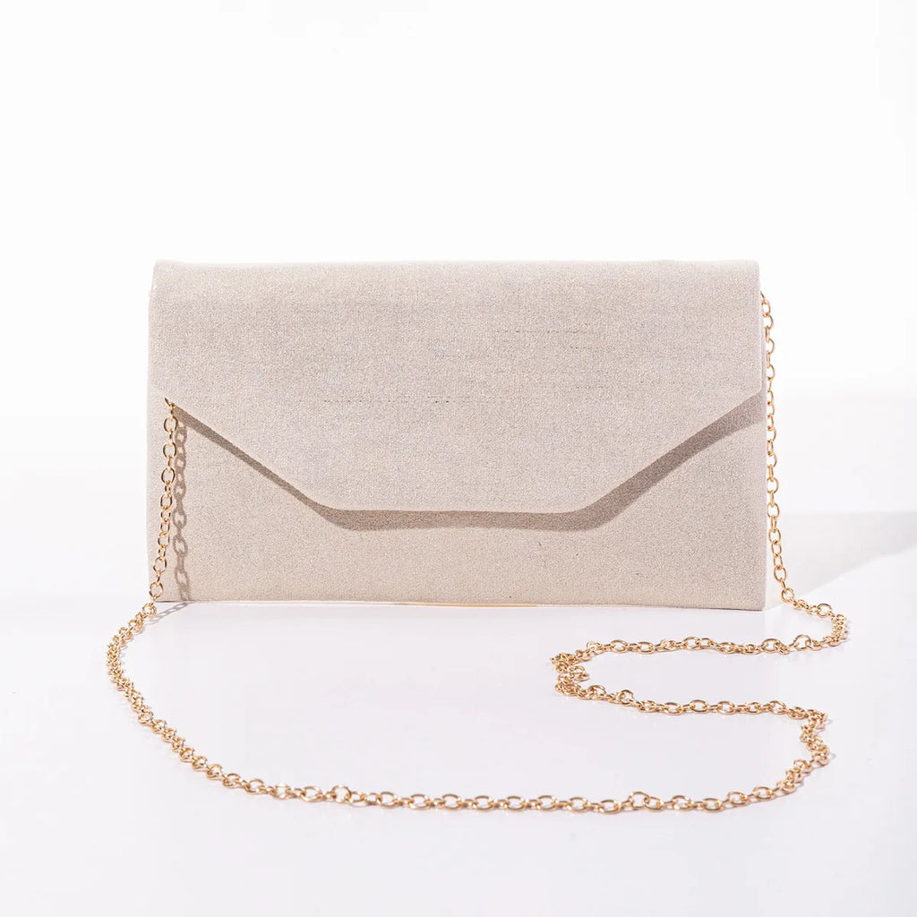 Women's Suede Envelope Clutch Bag with Chain Shoulder Strap Evening Clutch Bag Richie's Gold