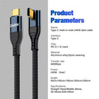 240W PD Fast Charging Braided USB-C Cable – Straight & Right Angle USB-C Charging Cable Richie's
