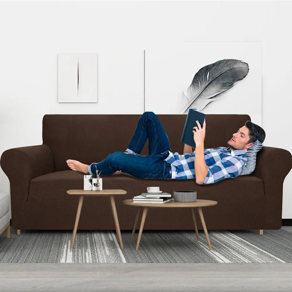 Stretch Sofa Cover – Washable Non-Slip Elastic Slipcover Sofa Slipcover Richie's Brown-L