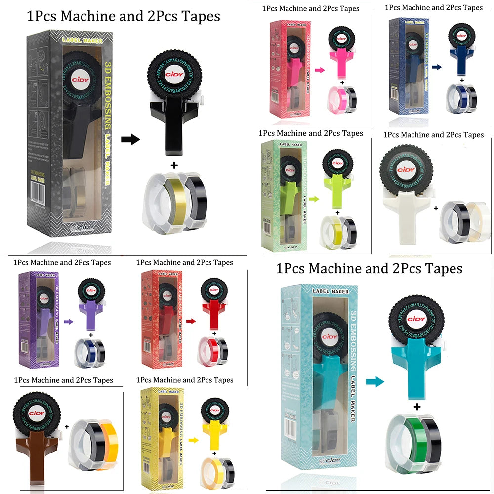 Handheld 3D Embossing Label Maker Manual Typewriter + 2 Tape Rolls Embossing Label Maker Richie's