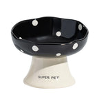 Ceramic Slanted Cat Bowl | Elevated Mushroom Design Anti-Tip Elevated Pet Bowl Richie's 2-Black