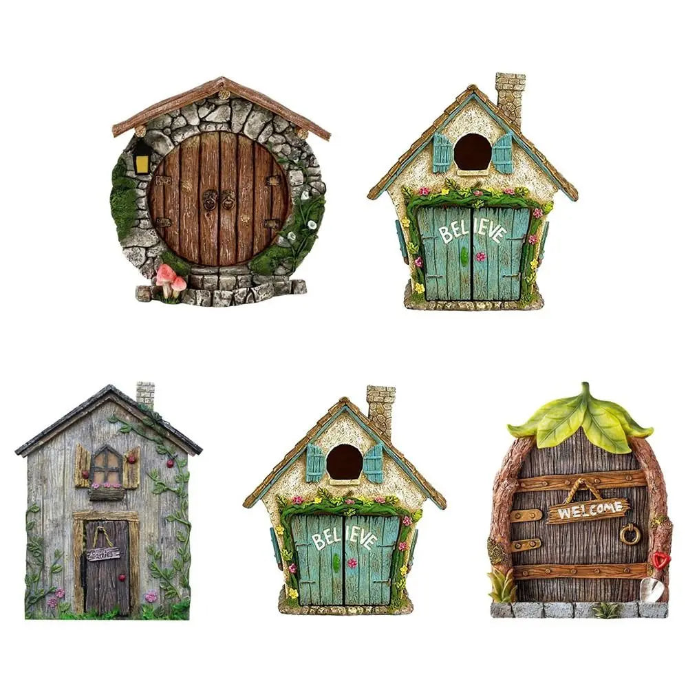 Miniature Fairy Gnome Wooden Door & Window Garden Decor Fairy Garden Decor Richie's