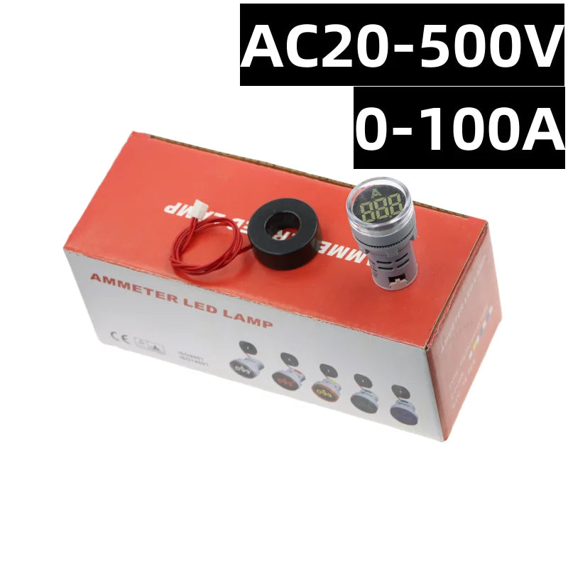 10pc 22MM Digital Ammeter Voltage Panel Meter LED AC 20-500V Digital Panel Meter Richie's White 10pcs-A AC20-500V 0-100A