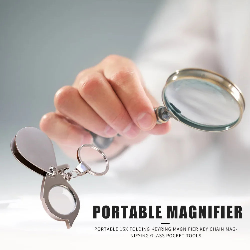 10X/15X Folding Key Chain Magnifier Loupe – Pocket Mini Tool Folding Magnifier Loupe Richie's