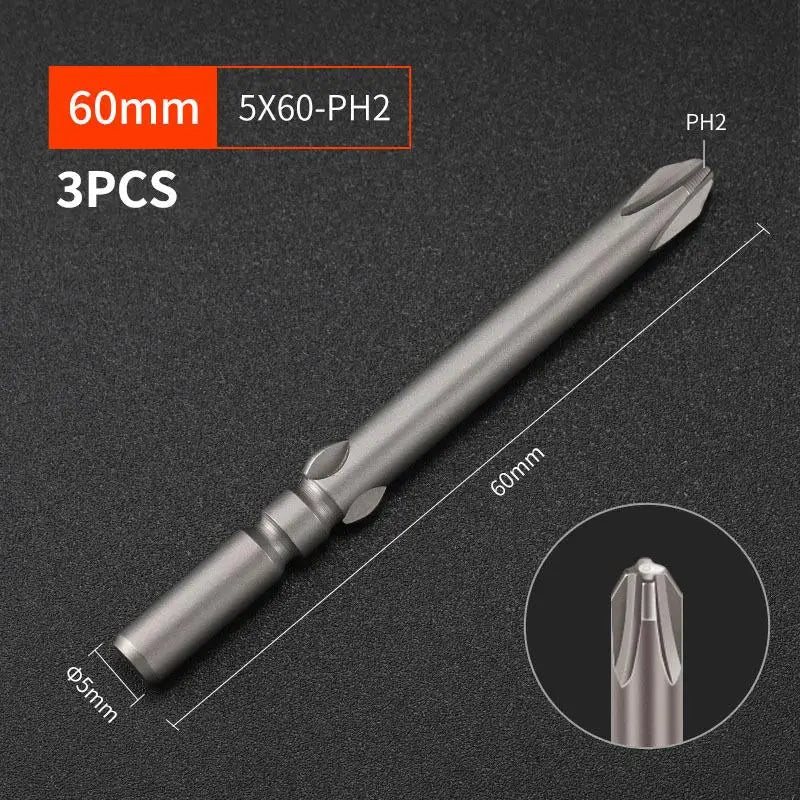 3-Pack S2 Steel 60mm Electric Screwdriver Bits | High Strength Screwdriver Bits Richie's A14