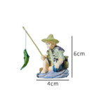 PVC Old Man Fishing Ornament – Fish Tank & Aquascape Decor Miniature Figurine Ornament Richie's 6x4x4cm