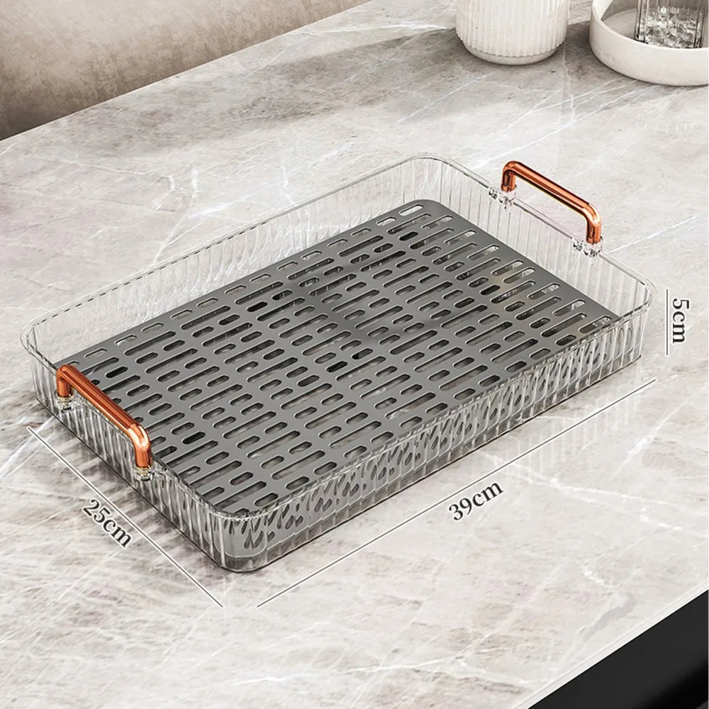 Non-Slip Double Layer Tea Serving Tray with Handles Serving Tray Richie's