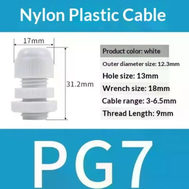 10Pcs IP68 Waterproof Cable Gland PG7 PG9 Nylon Connector Cable Gland Connector Richie's