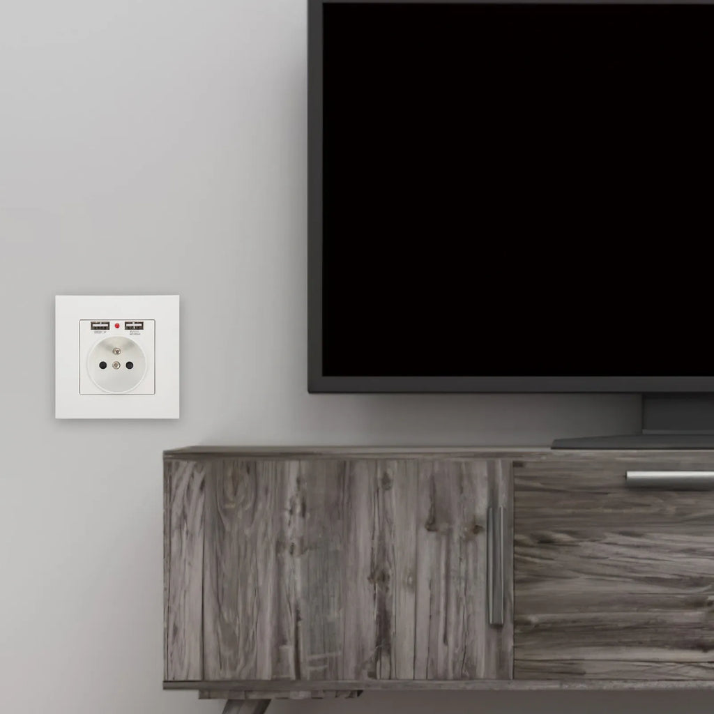 86 Type Wall Socket Dual USB European Standard Panel Outlet Wall Socket Outlet Richie's Default Title