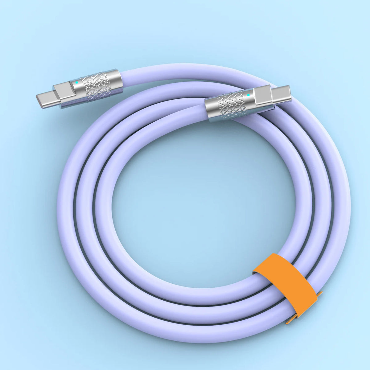 120W USB-C to USB-C Fast Charging Cable with LED Indicator USB-C Charging Cable Richie's Purple 1m