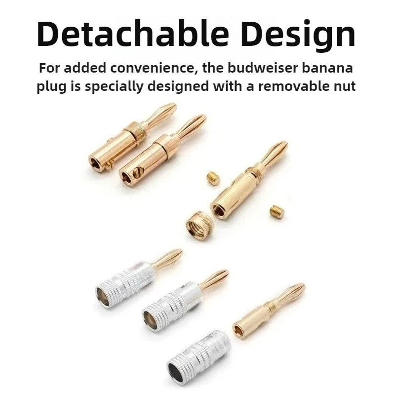 Gold-Plated Brass 4mm Banana Plugs Solderless Speaker Connectors Speaker Banana Plugs Richie's