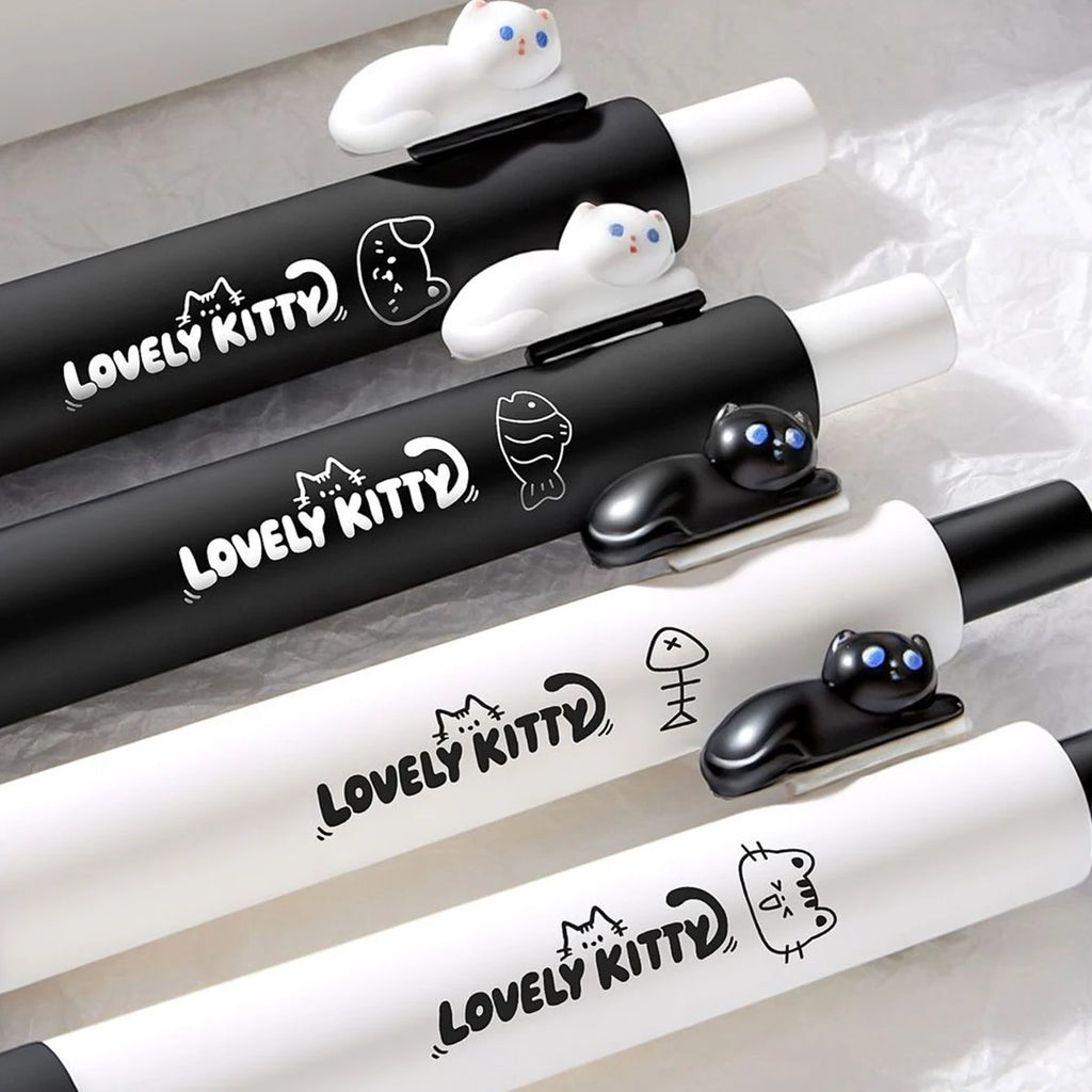 4-Pack Cute Cat Gel Pens 0.5mm Fine Point Soft Grip Gift Set Gel Pen Set Richie's