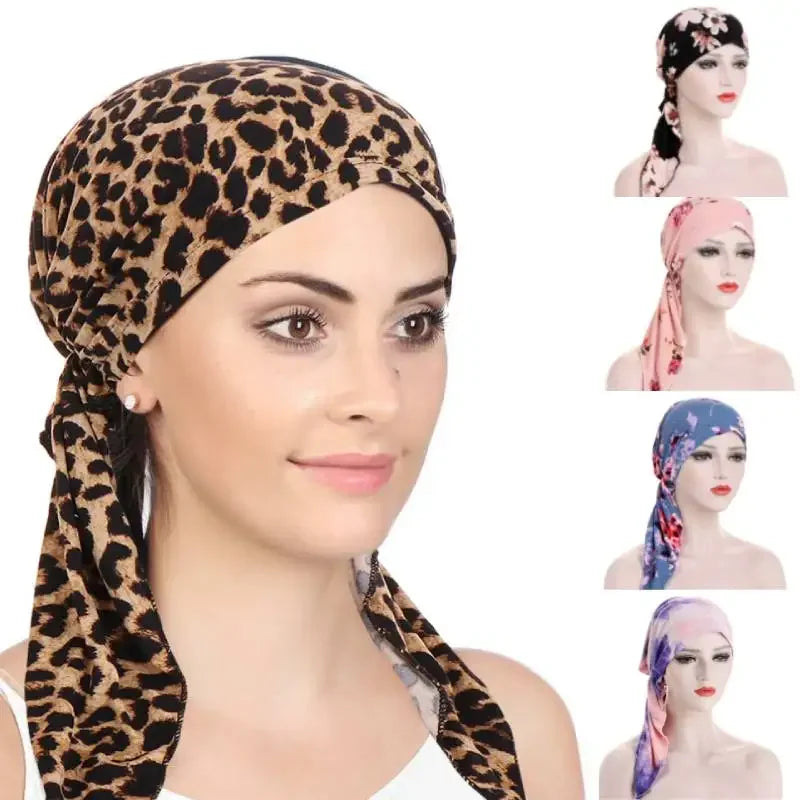 Women's Printed Pre-Tied Turban Cap Hijab Headscarf Bandana Turban Headscarf Cap Richie's