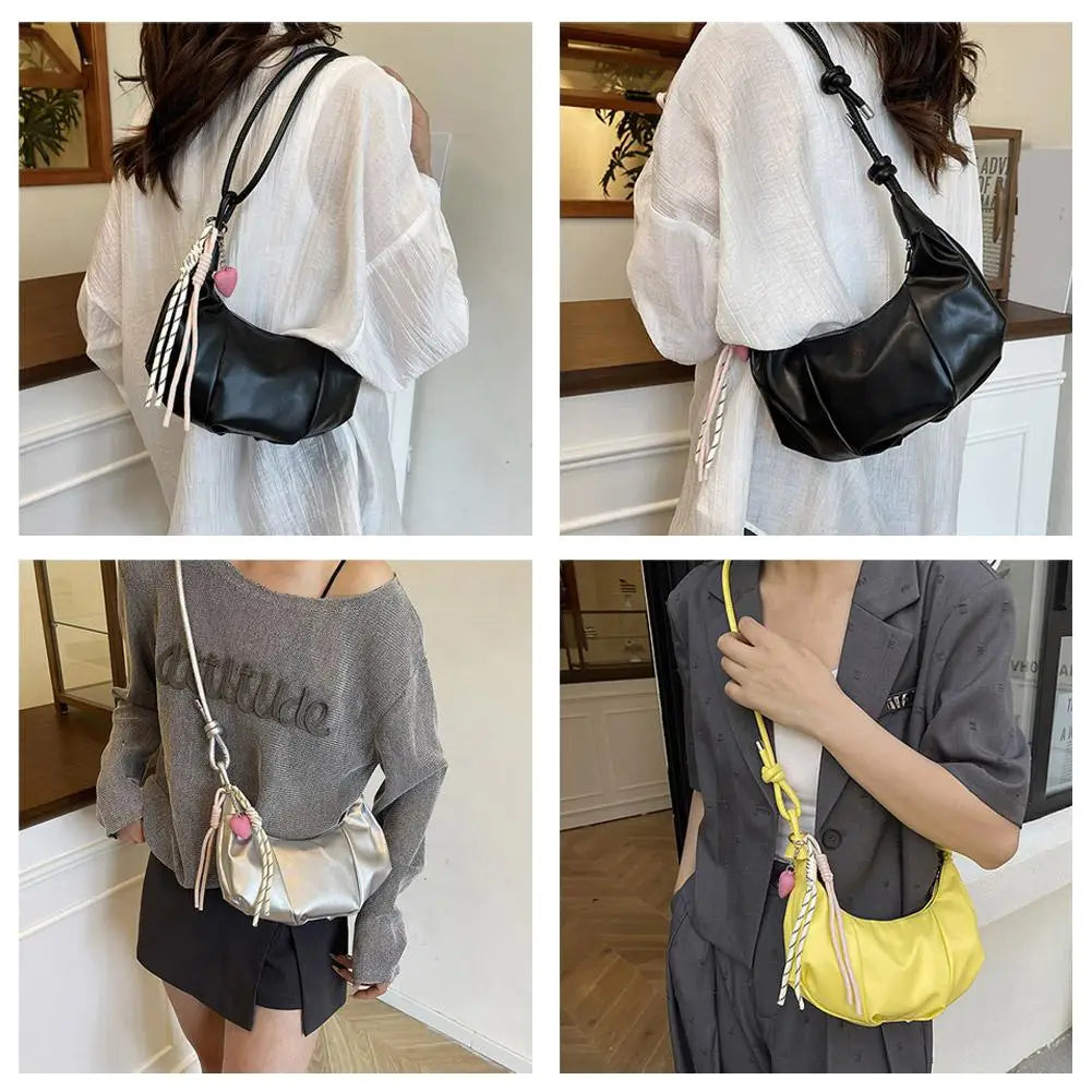 Women's Pleated Crescent Crossbody Bag | Faux Leather Shoulder Purse Crossbody Shoulder Bag Richie's