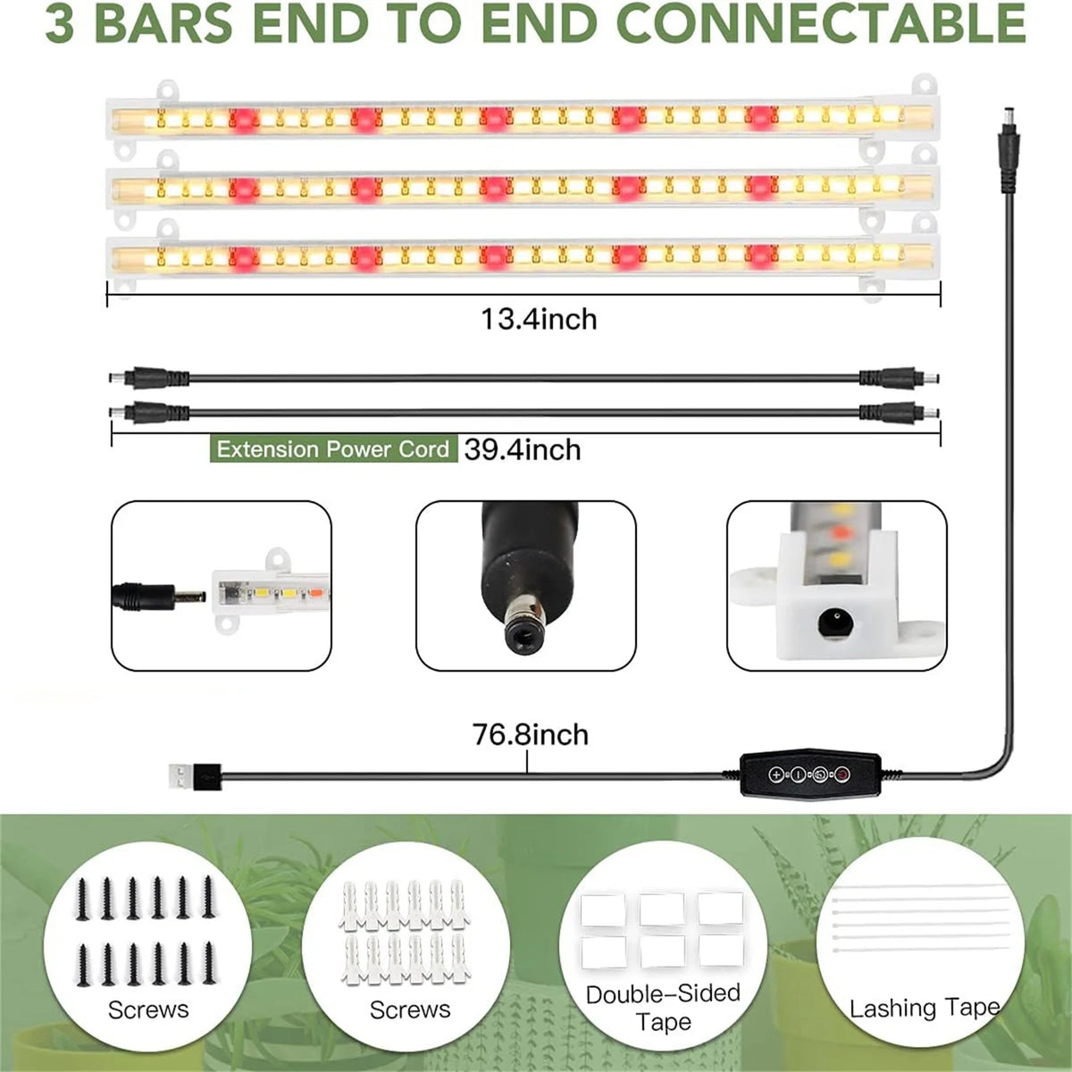 KEBINCPLED LED Grow Light Strip USB 5V 30CM Full Spectrum Dimmable LED Grow Light Richie's