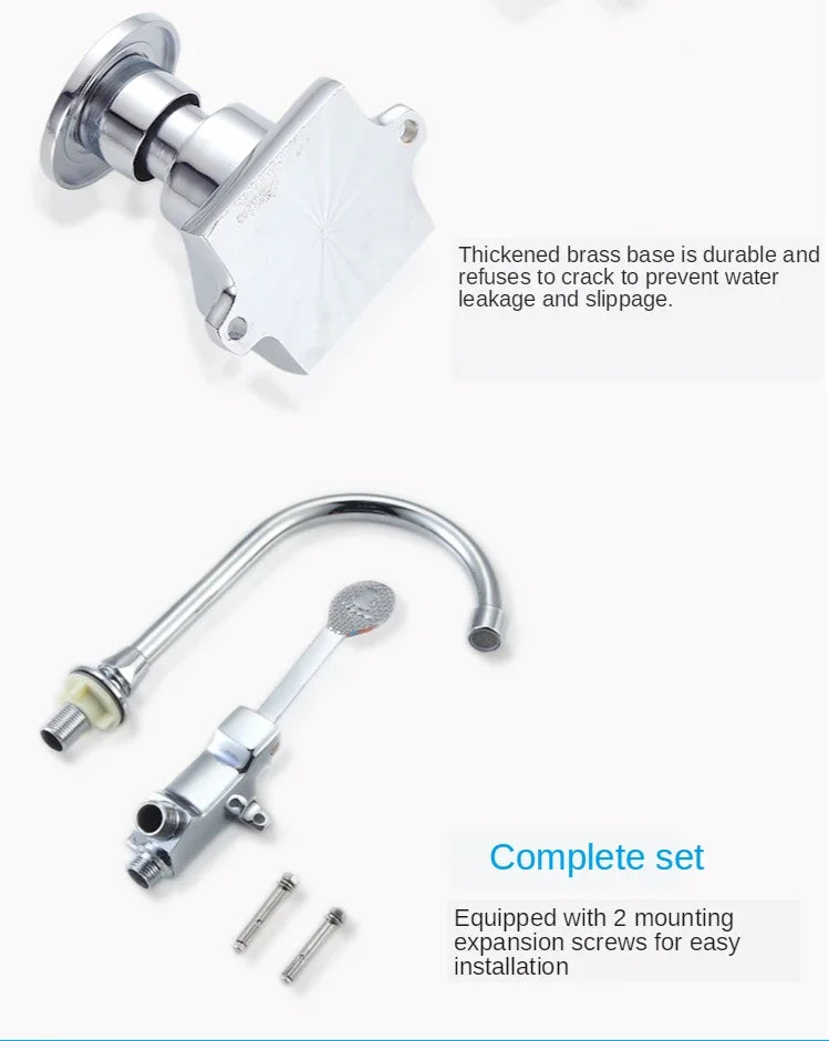 Brass Foot-Operated Faucet – Hands-Free Single Cold Basin Tap Foot-Operated Faucet Richie's