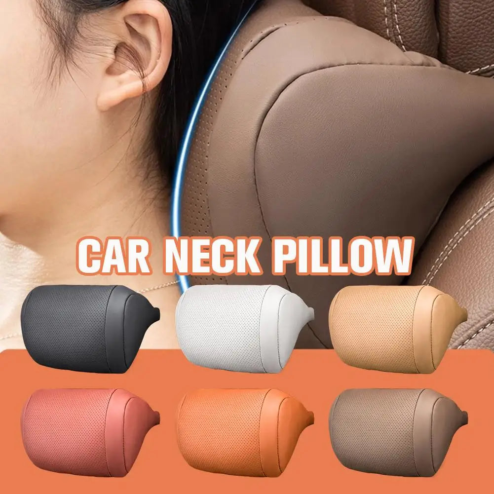 Luxury Leather Car Neck Headrest Pillow – Ergonomic Support Car Headrest Pillow Richie's