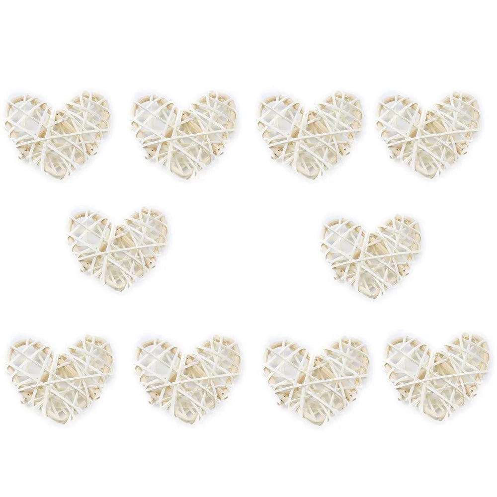 10PCS Rattan Ball Star Heart Moon Fish Xmas Tree Ornaments Christmas Ornaments Richie's 7cm heart-white