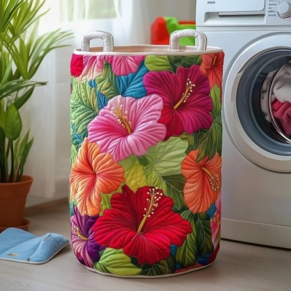 Boho Quilted Laundry Basket with Handles – Large Floral Hamper Laundry Hamper Basket Richie's 3