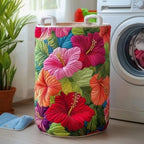 Boho Quilted Laundry Basket with Handles – Large Floral Hamper Laundry Hamper Basket Richie's 3