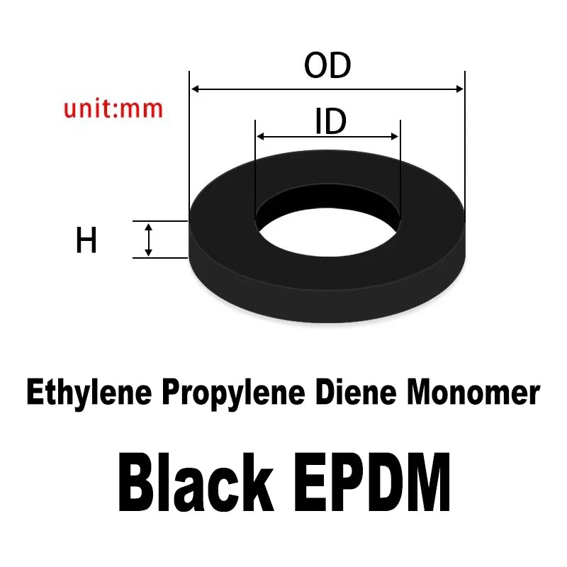Rubber Flat Washer Gaskets M3–M9 NBR VMQ FKM EPDM Seals Rubber Washer Gasket Richie's